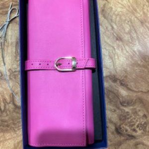 Royce suede-lined red and pink jewelry roll